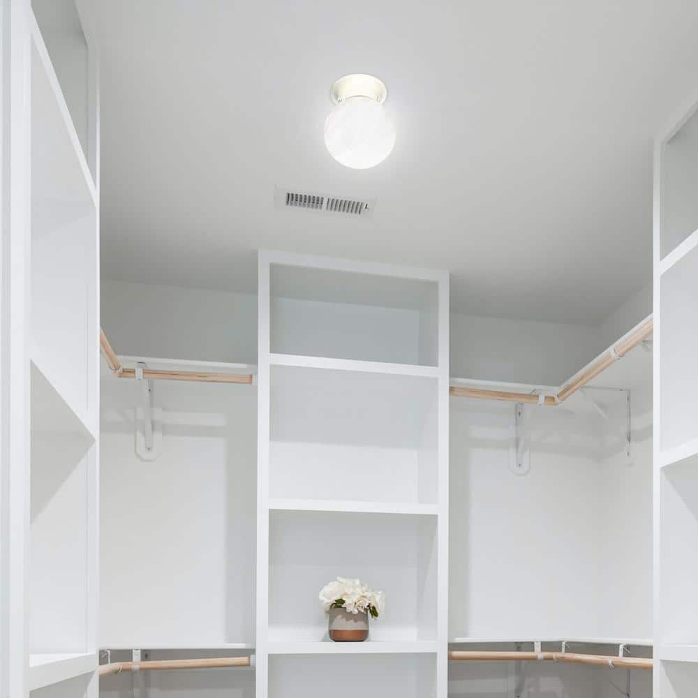 White Alabaster Glass Globe Flush Mount Ceiling Light