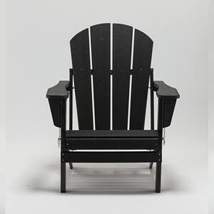 Black Baner Garden AC-B Folding Wooden Modern Adirondack Lounger Chair Accent Furniture 