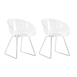 Clear Plastic Side Chair, Dinning Chair (Set of 2)