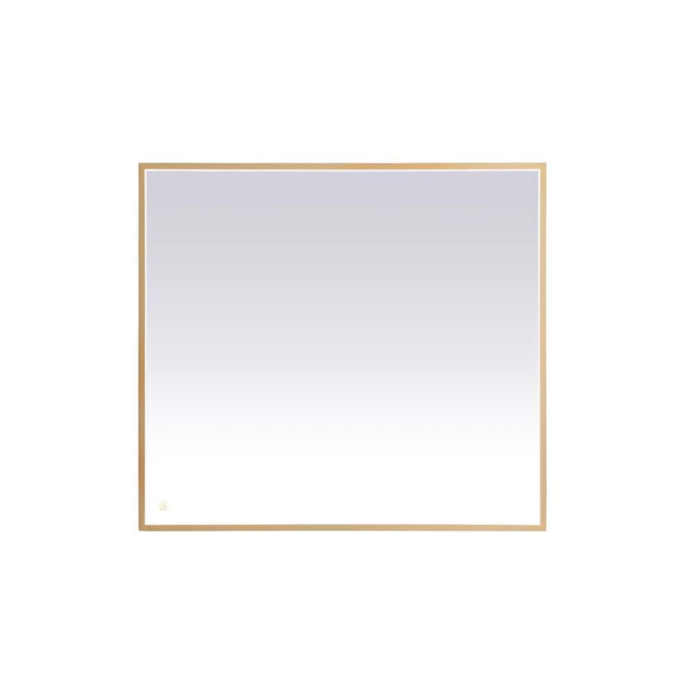 Timeless Home 40 in. W x 36 in. H Aluminum Brass LED Mirror