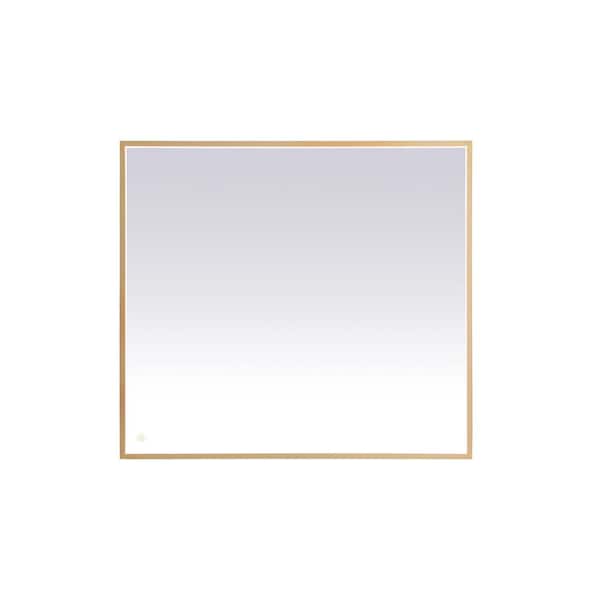 Unbranded Timeless Home 40 in. W x 36 in. H Aluminum Brass LED Mirror