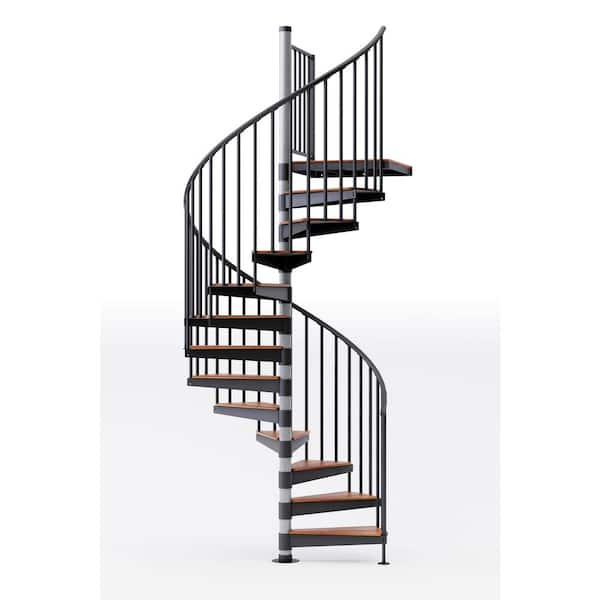 Mylen STAIRS Reroute Prime Interior 60in Diameter, Fits Height 127.5in - 142.5in, 1 42in Tall Platform Rail Spiral Staircase Kit