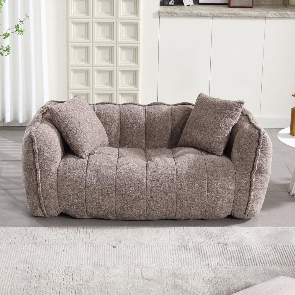 Brown Polyester Chenille Bean Bag Chair with High Resilience Foam Core for 2 People, Loveseat Sofa (Small-Scale) price history on PriceWatchPro