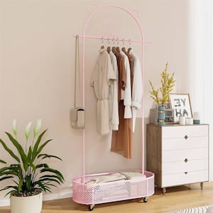 Pink Kid Clothes Rack with 3 Adjustable Heights Home Freestanding Clothes Rack