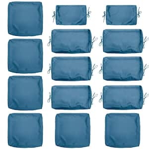 14-Piece Patio Cushion Covers Replacement with Zipper for Sectional Sofa Set, Slipcovers for Outdoor Cushions Blue