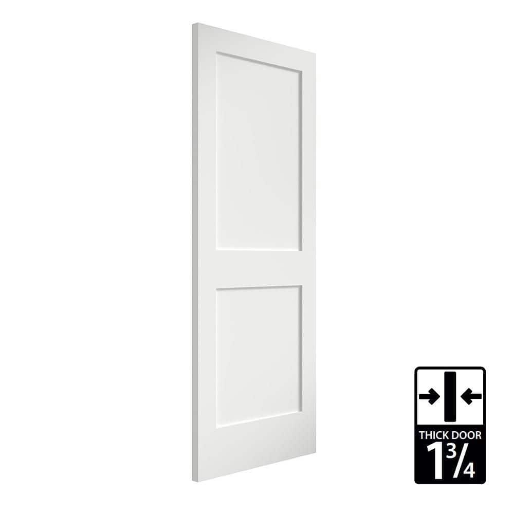 Primed White Solid Pine 2-Panel 80" x 28" Interior Door Slab