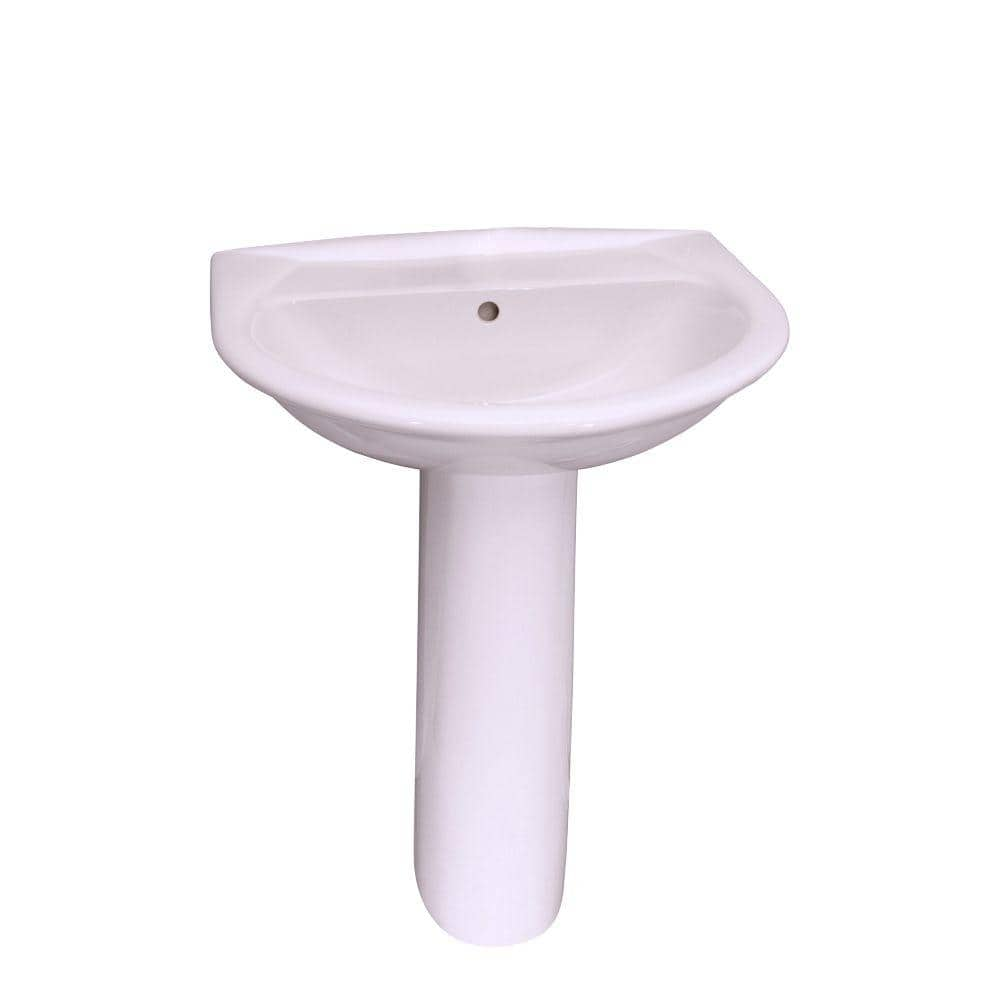 Barclay Products Karla 24 In Pedestal Combo Bathroom Sink For 8 In Widespread In White 3 308wh The Home Depot