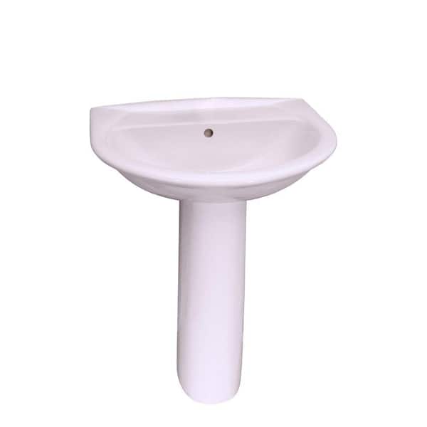 Barclay Products Karla 24 in. Pedestal Combo Bathroom Sink for 8 in. Widespread in White
