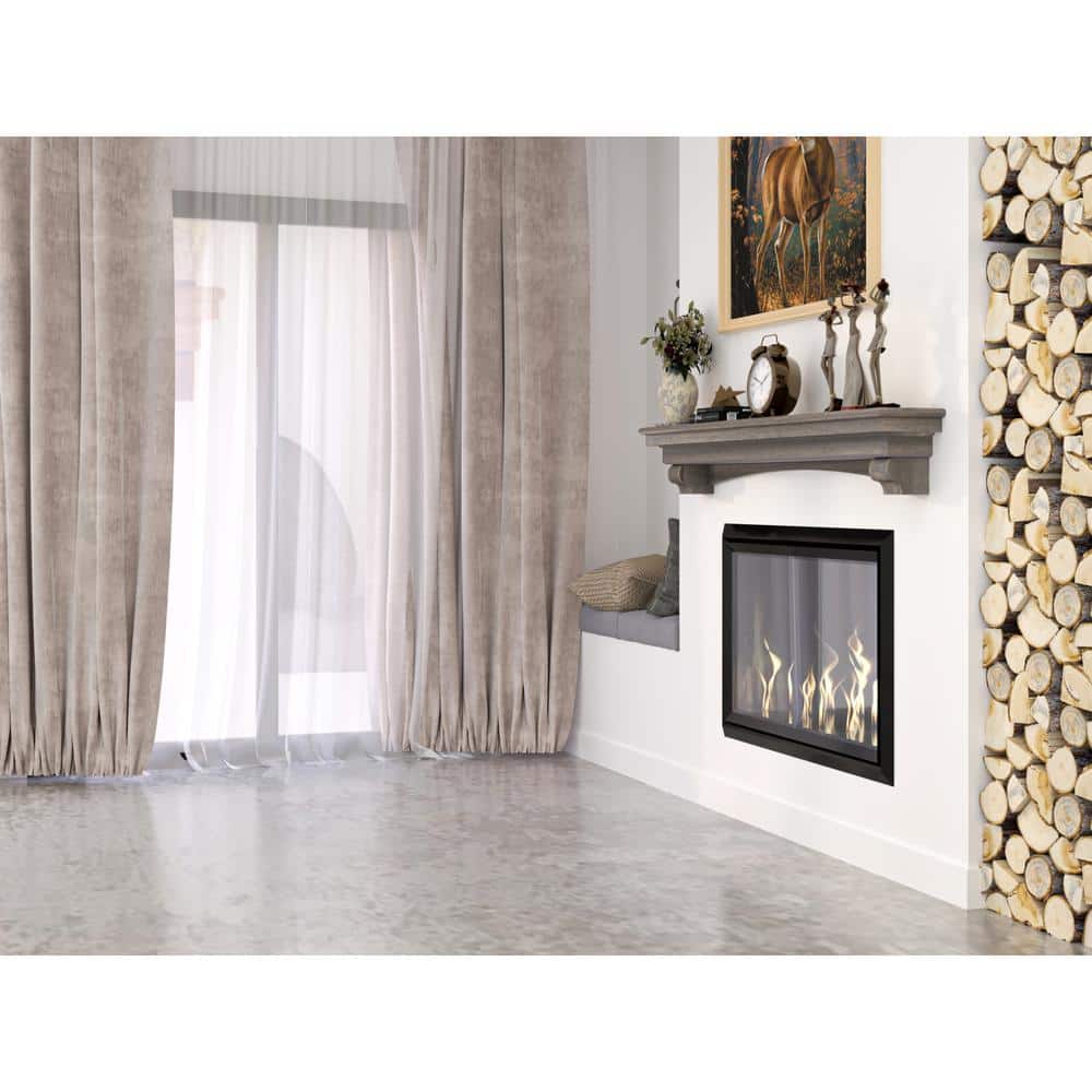 Ash Gray Solid Wood Wall-Mounted Mantel Shelf with Corbel Bracket Arches