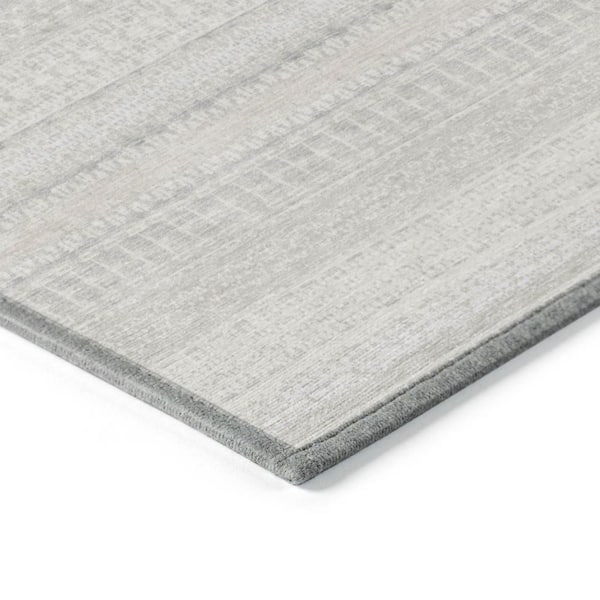 Ivory 3 ft. x 5 ft. Woven Striped Polyester Rectangle Indoor / Outdoor Area Rug