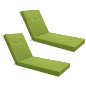 71 in. x 21 in. x 4 in. (2-Pack) Outdoor Water-Resistant Replacement Chaise Lounge Seat Cushion Grass Green