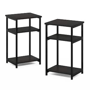 Just 13.4 in. Espresso Rectangle Wood End Table with Industrial Metal Frame (Set of 2)
