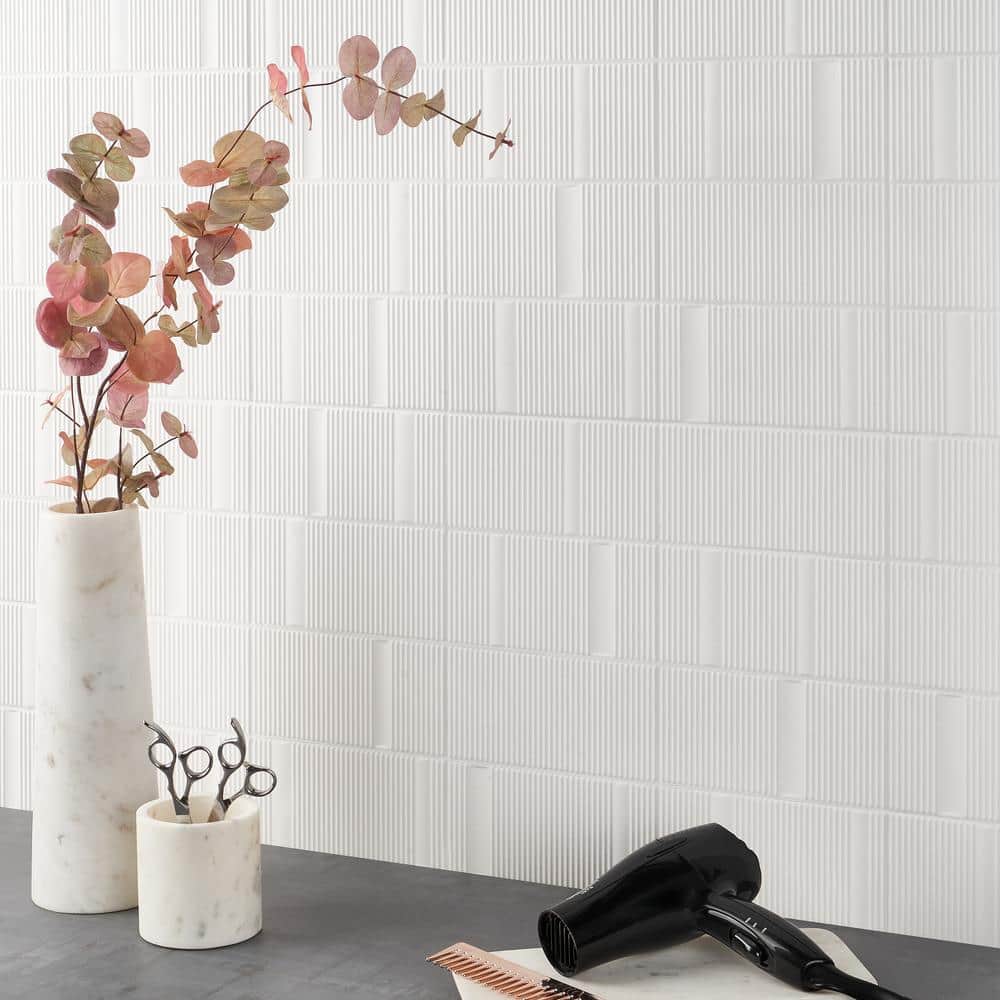 Flyer White 8'' x 16'' Matte Ceramic Wall Tile