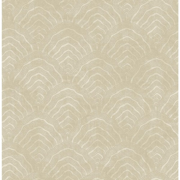 Seabrook Designs Confucius Tan and Metallic Pearl Scallop Wallpaper