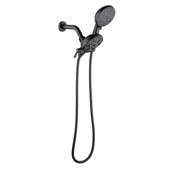 Rain 7-Spray Patterns Wall Mount Handheld Shower Head Combo Adjustable Heads 1.8 GPM in Black