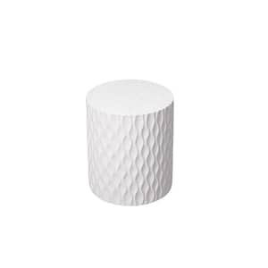 Creamy White 14.6 in. x 16.5 in. H Small Round Magnesium Oxide Outdoor Side Table Garden Accent Table