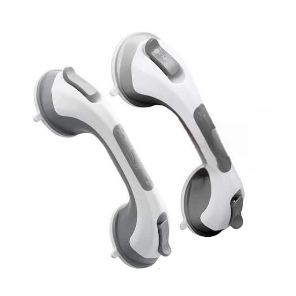 12.2 in. L Strong Suction Grab Bar, Safety Grip for Bathroom, No Drilling, Waterproof for Senior/Elderly 2-Pack, Gray