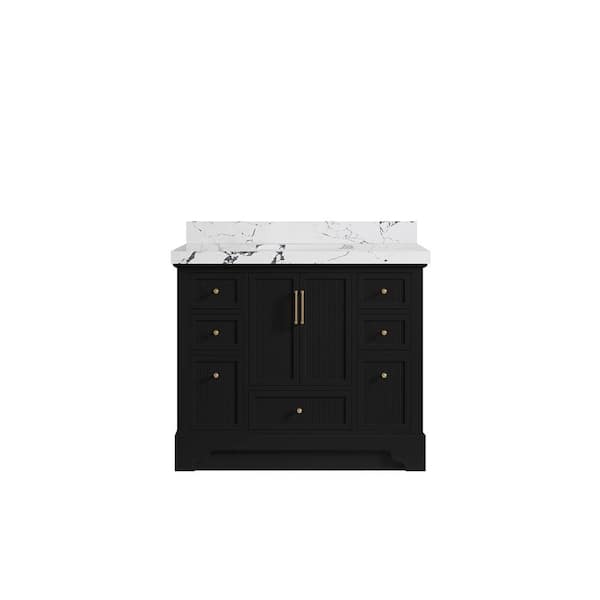 Willow Collections Alys 42 in. W x 22 in. D x 36 in. H Single Sink Bath Vanity in Black with 2 in. Viola Night Top