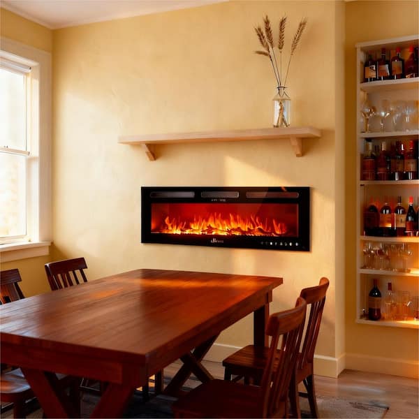 42 in. Wall Mounted/Embedded Automatic Constant Temperature Electric Fireplace Insert with 12-Flame Colors