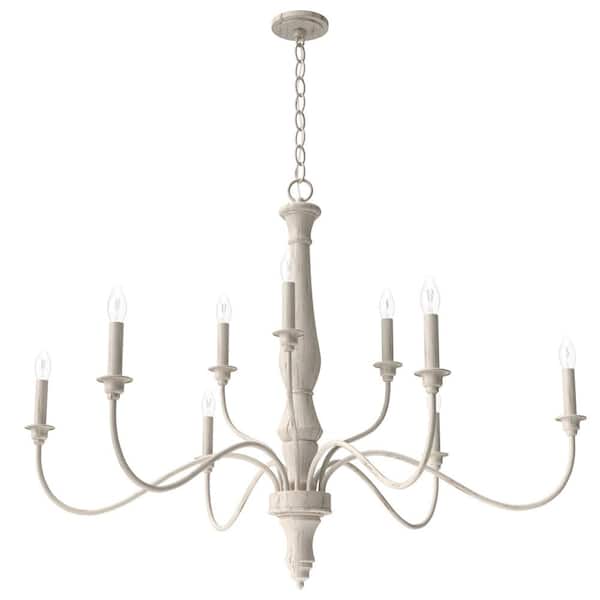 Hunter Teren 9 Light Distressed White, Distressed White Candle Chandelier