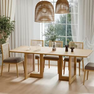 Rectangle Oak Wood 79 in. Double Pedestal Dining Table Seats 8