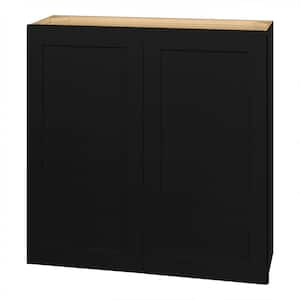 Avondale 36 in. W x 12 in. D x 36 in. H Ready to Assemble Plywood Shaker Wall Kitchen Cabinet in Raven Black