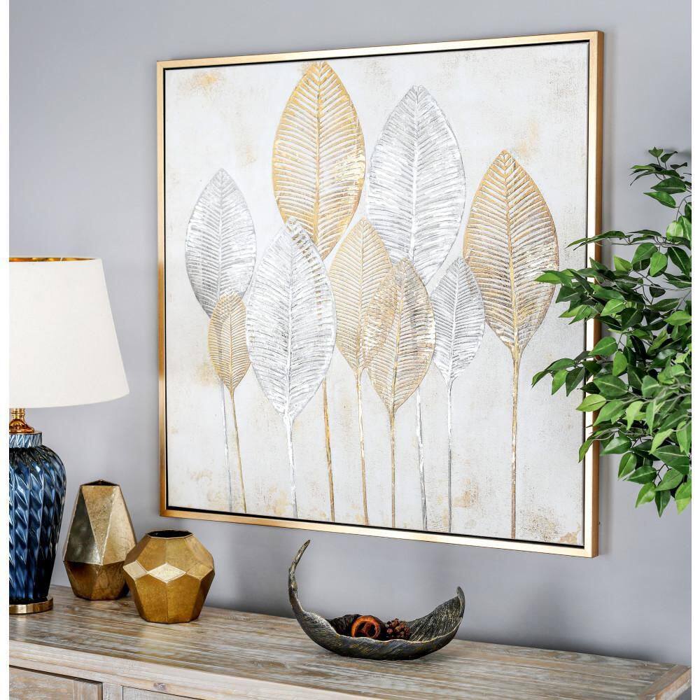 Hollywood Glam Gold Trim Botanic-Inspired Canvas Print