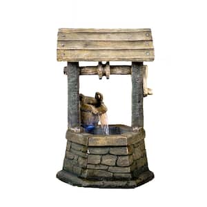 Fountain-Wishing Well with Pouring Bucket and LED