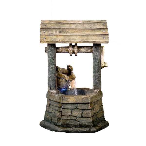 HI-LINE GIFT LTD. Fountain-Wishing Well with Pouring Bucket and LED