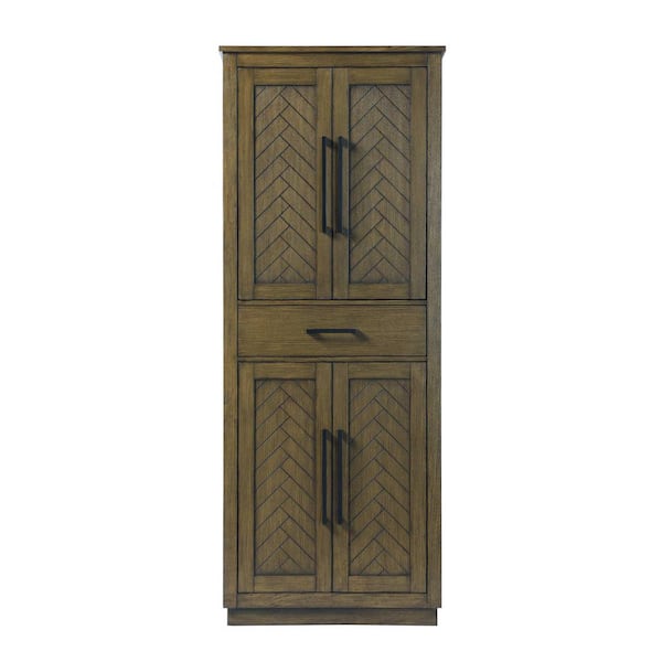 18 in. W x 72 in. D x in. H Brown Freestanding Linen Cabinet