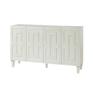 Babs Modern 58'' Wide White Geometric Design Storage Buffet Sideboard Cabinet with 2 Adjusted Shelves