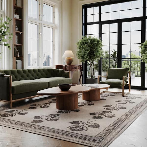 Floris Hand-Tufted Floral Wool-Blend Light Beige 3 ft. x 6 ft. Indoor Runner Rug