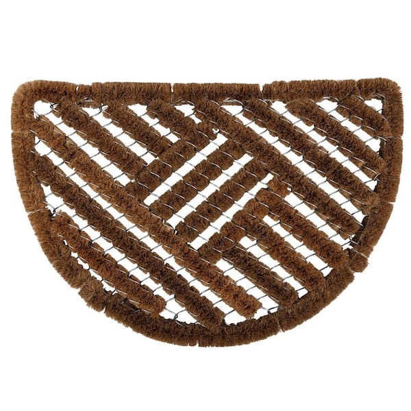 16 in. W Brown Indoor/Outdoor Half Circle Coir Doormat