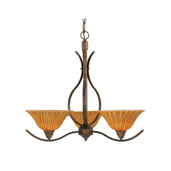 Filament Design Concord 3-Light Bronze Chandelier with Tiger Glass