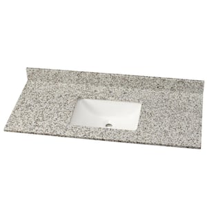 49 in. W Granite Single Vanity Top in Blanco Taupe with White Sink
