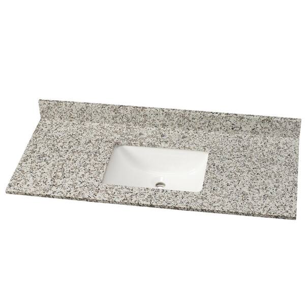 Home Decorators Collection 49 in. W Granite Single Vanity Top in Blanco Taupe with White Sink