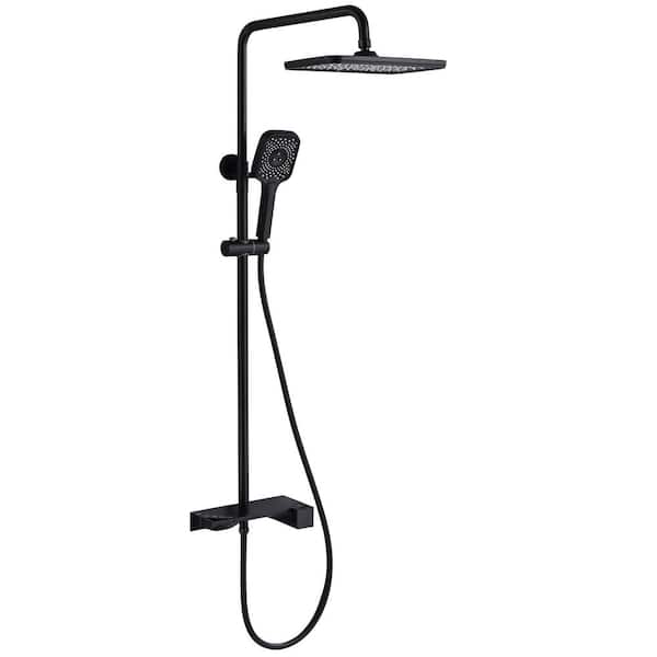 matrix decor 1-Spray Patterns with 3.2 GPM 11.81 in. Wall Mount Thermostatic Dual Shower Heads in Matte Black