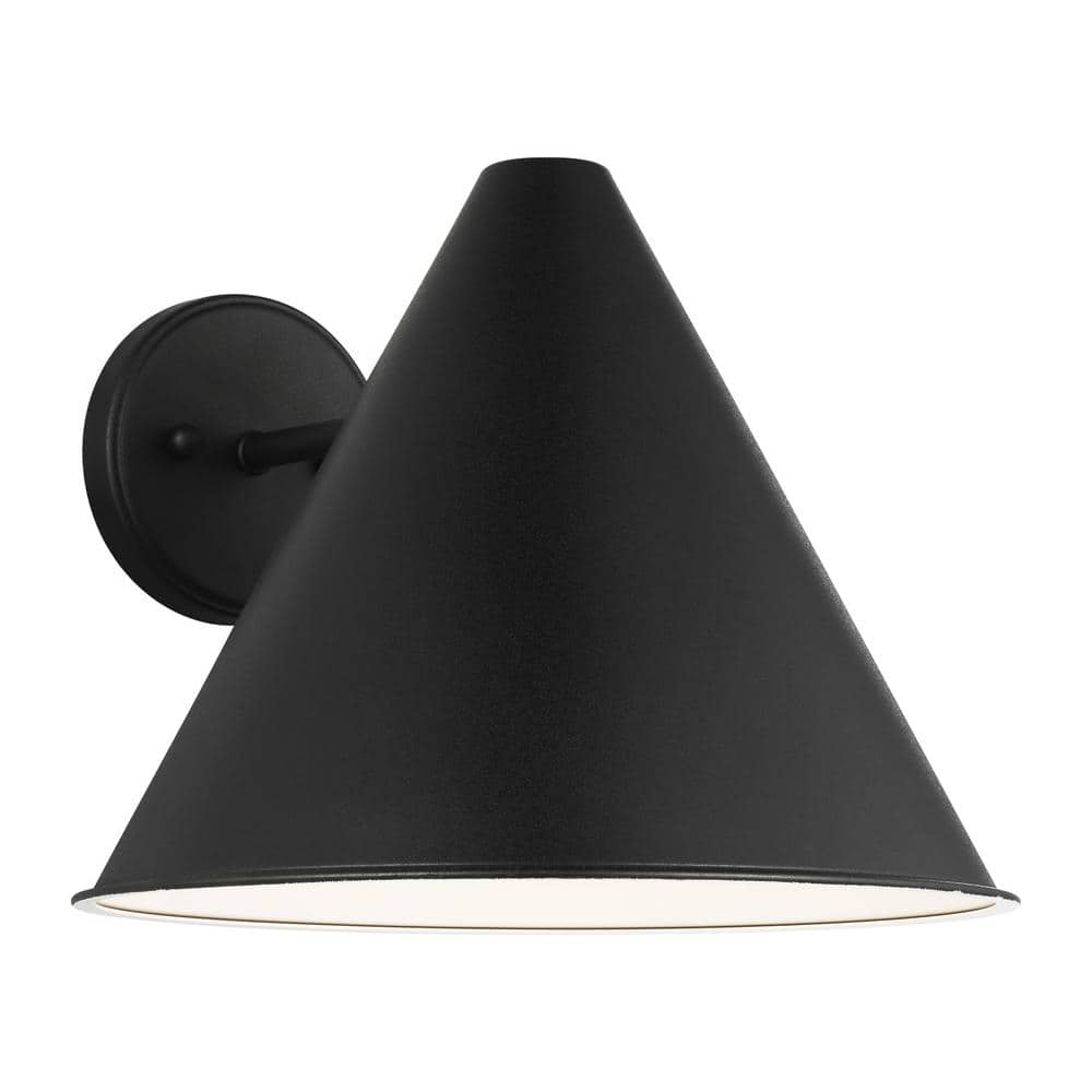 Black Aluminum Mid-Century Modern Outdoor Wall Lantern