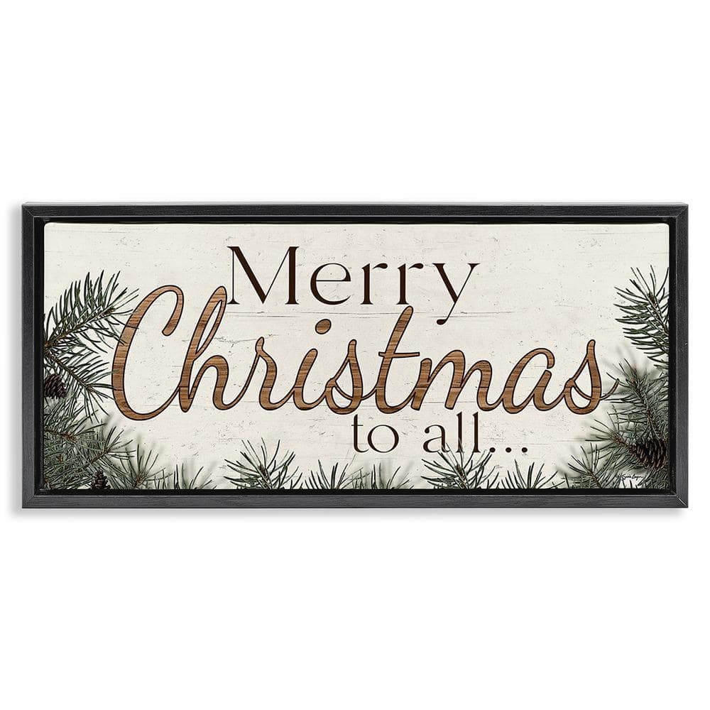 Woodland Christmas Typography by Susie Boyer 1-Piece Floater Frame Graphic Print Typography Art Print 25 in. x 11 in. price history on PriceWatchPro