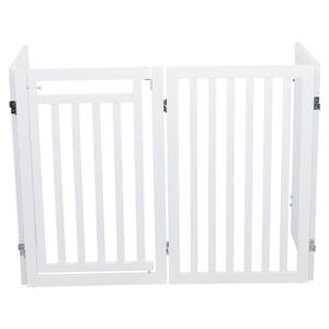 White Pet Gate Wooden 4-Panel Configurable Pet Gate