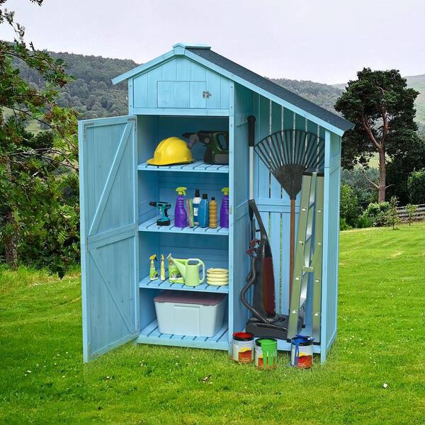 Sky Blue 4 ft. W x 1.8 ft. D Outdoor Wood Storage Shed