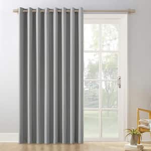 Gavin Silver Gray Polyester 100 in. W x 84 in. L Grommet Sliding Patio Door Blackout Curtain (Single Panel)