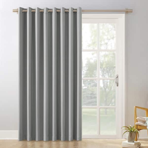 Sun Zero Gavin Silver Gray Polyester 100 in. W x 84 in. L Grommet Sliding Patio Door Blackout Curtain (Single Panel)