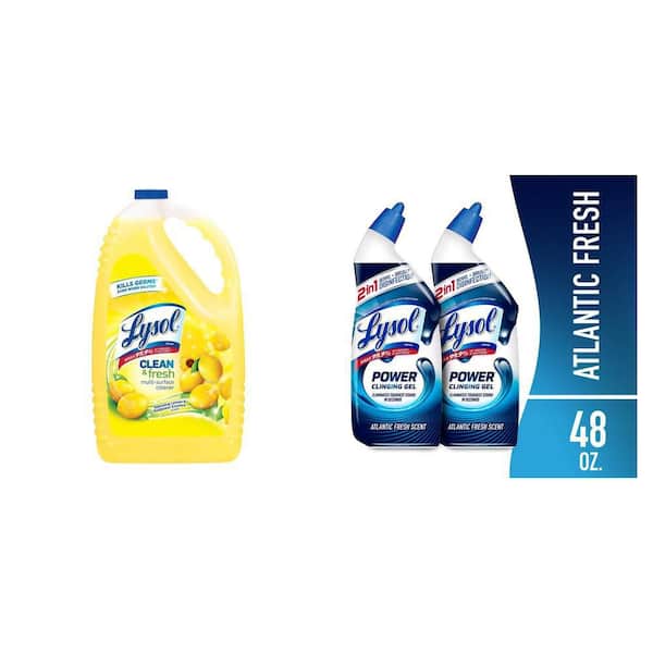 144 oz Multi-Surface Cleaner, Sparkling Lemon and Sunflower and 24 oz Power Toilet Bowl Cleaner Gel, 2-Pack