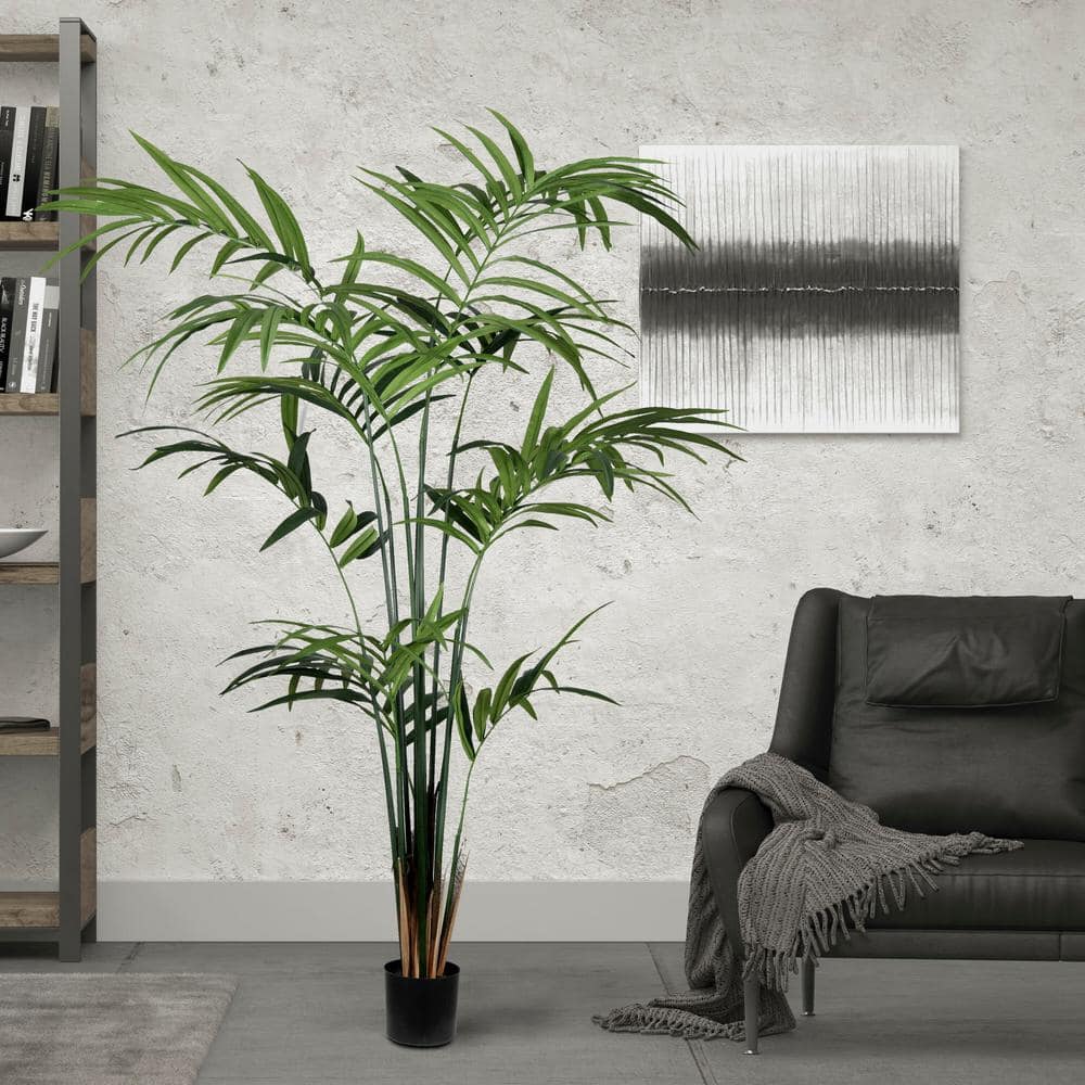 65-Inch Potted Faux Palm Tree with Lights
