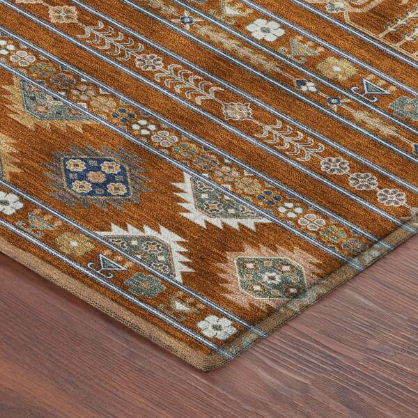 Mayfield Premium Machine Washable Abstract AMF2244 Paprika 9 ft. x 12 ft. Area Rug