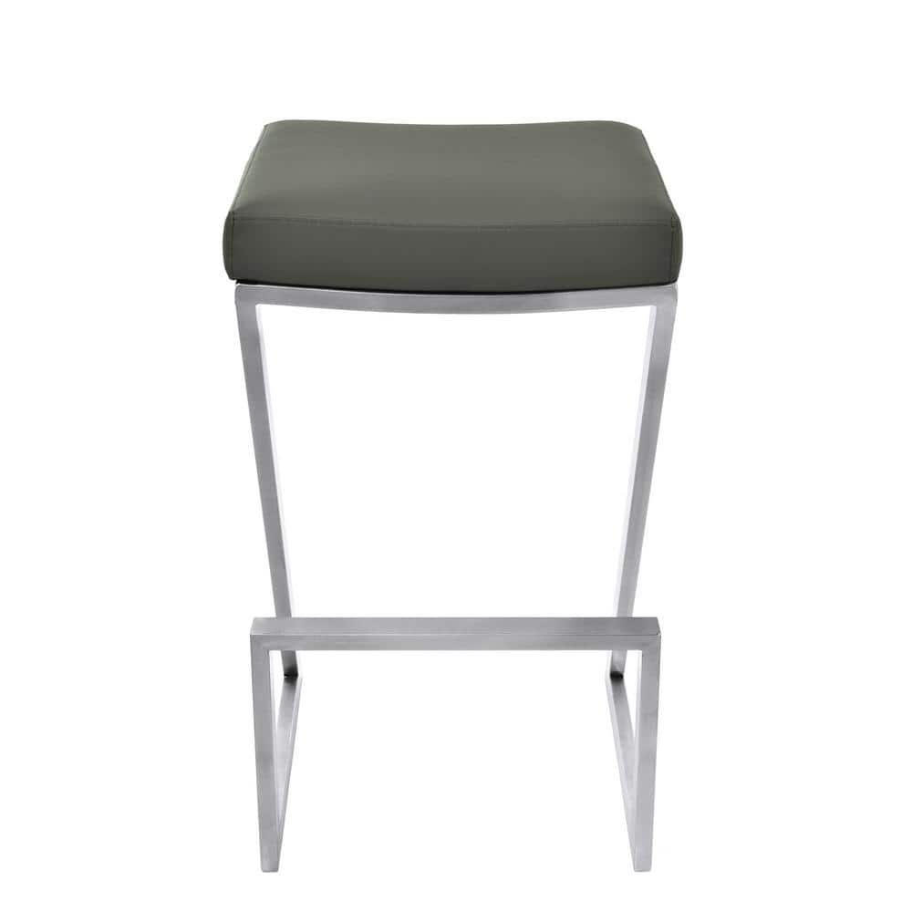 Contemporary Gray Leatherette 26" Backless Counter Stool