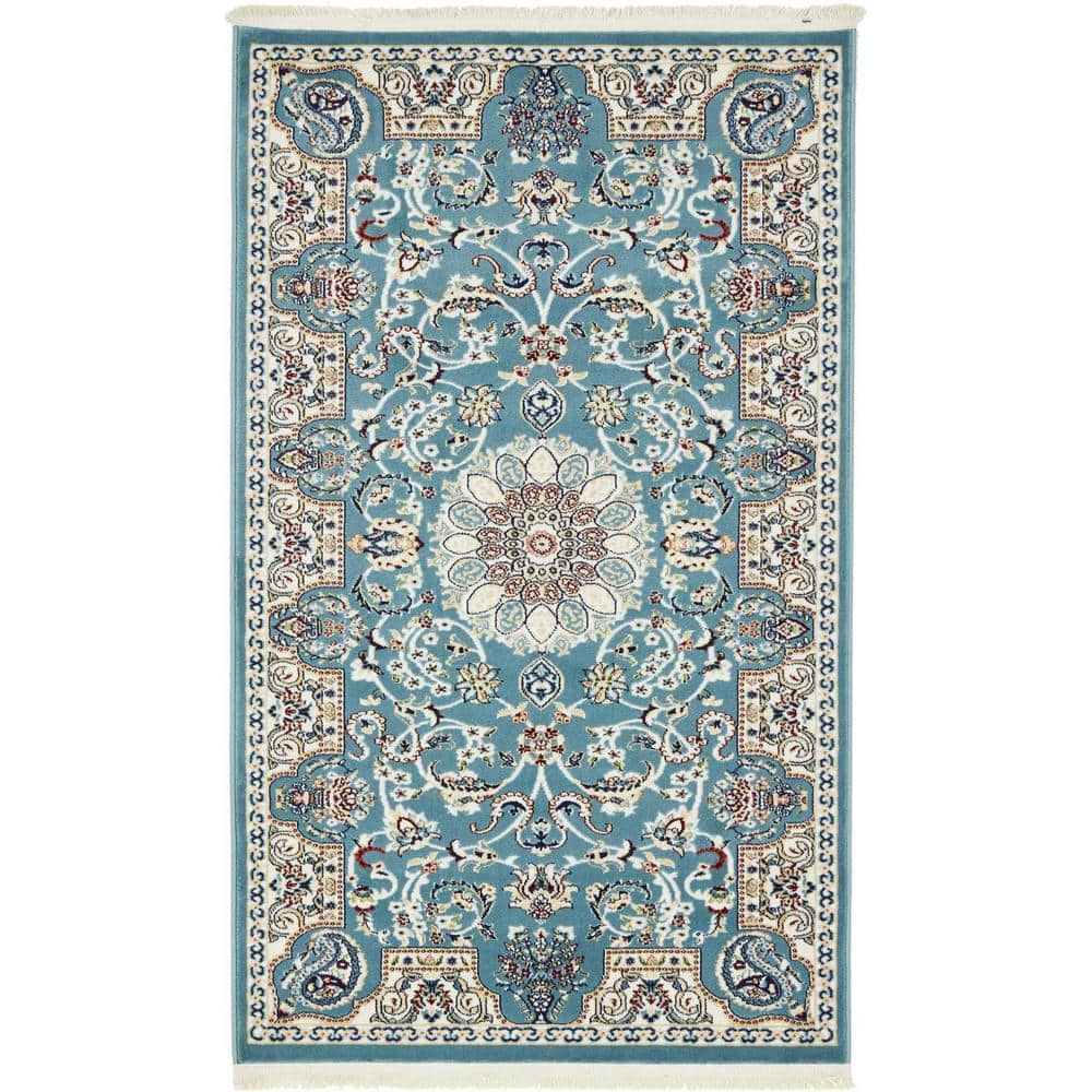 Narenj Collection Area Rug - Newcastle (3 ft. 1 in. x 5 ft. 3 in. Rectangle Blue/Beige) price history on PriceWatchPro