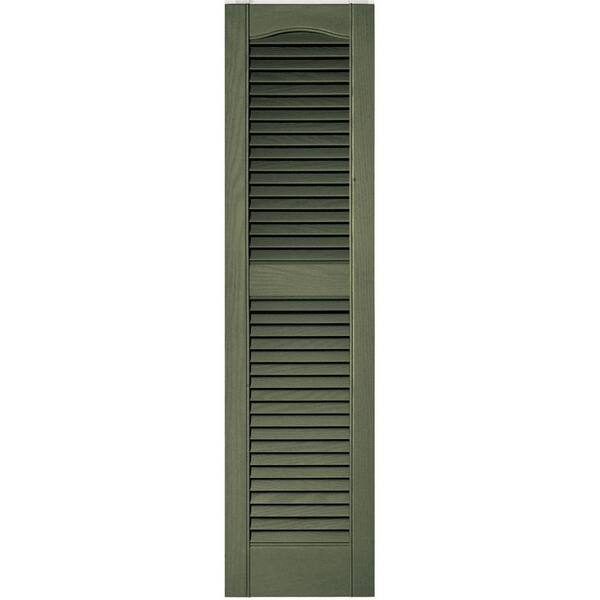Builders Edge 12 in. x 48 in. Louvered Vinyl Exterior Shutters Pair in #282 Colonial Green