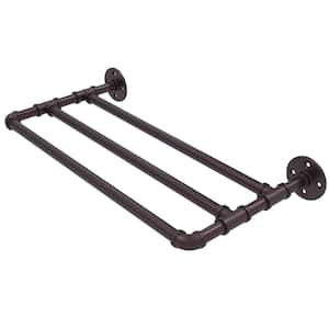 Pipeline Collection 30 in. Wall Mounted Towel Shelf in Antique Bronze